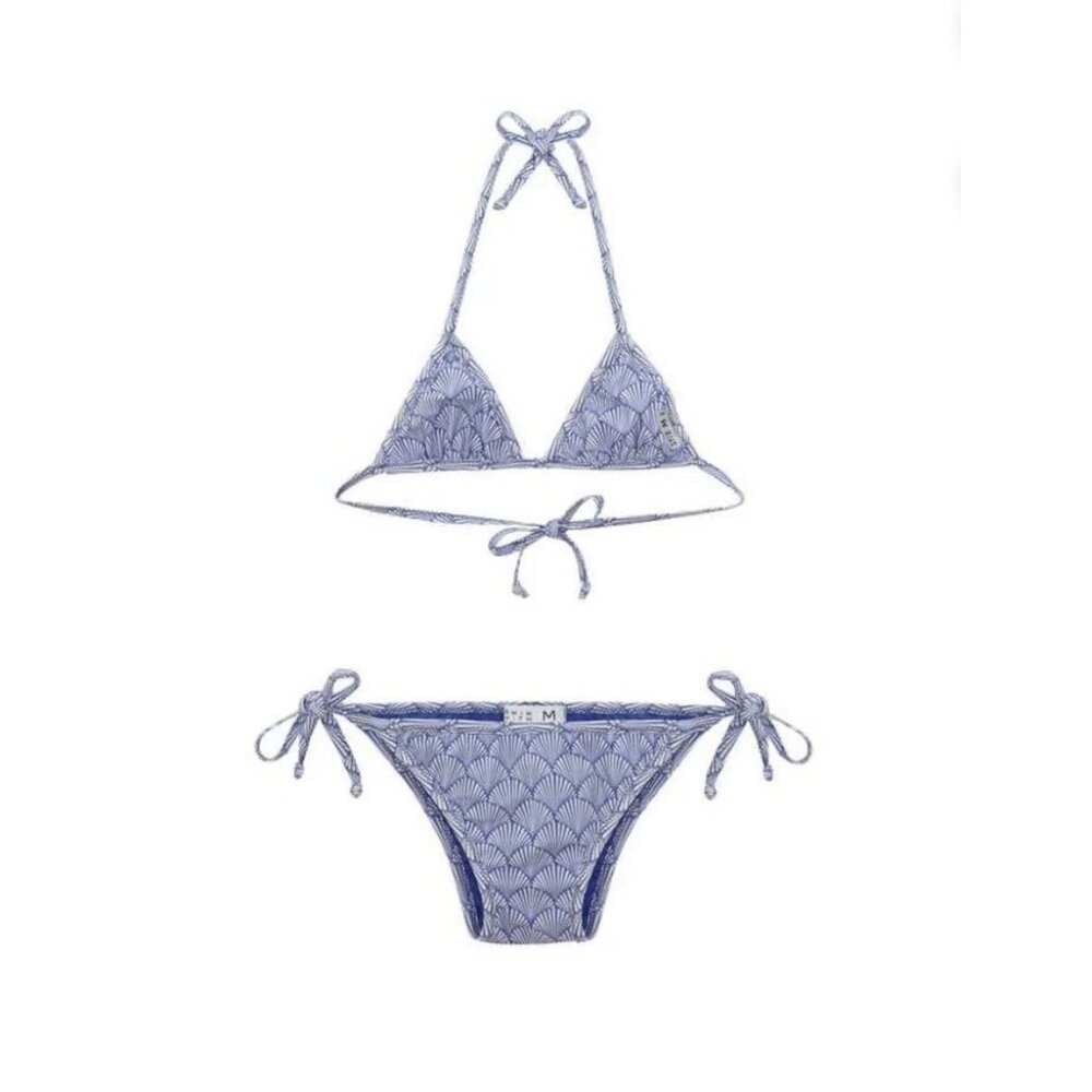 swim with mi Girls anni bikini Set Blue White Seashell Print Italy 8 $148